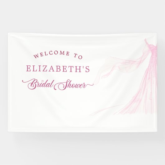 Elegantes Soft Pink Bridal Dress Brautparty Banner (Horizontal)