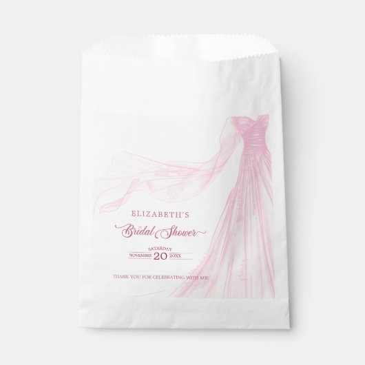 Elegantes Soft Pink Bridal Dress Brautparty Geschenktütchen (Vorderseite)