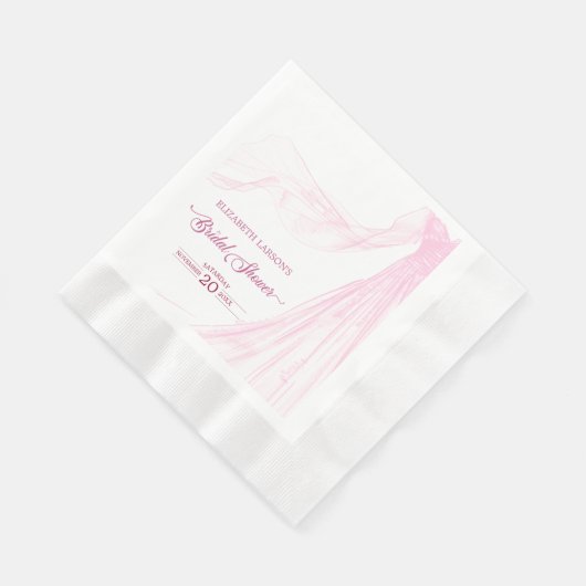 Elegantes Soft Pink Bridal Dress Brautparty Serviette (Ecke)