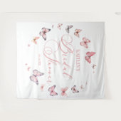 Elegantes Soft Pink Butterfly Brautparty Wandteppich (Vorderseite (Horizontal))