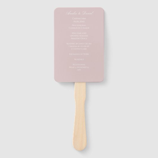 Elegantes Soft Pink-Hochzeitsprogramm Fächer (Vorderseite)