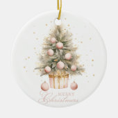 Elegantes Soft Pink Merry Christmas Tree Foto Keramik Ornament (Vorne)