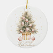 Elegantes Soft Pink Merry Christmas Tree Foto Keramik Ornament (Vorne)