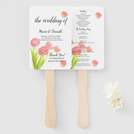 Elegantes Soft Pink Tulips Programm Fächer (Vorne und Hinten)