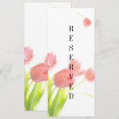 Elegantes Soft Pink Tulips vorbehaltenes Zeichen Menükarte (Vorne/Hinten)