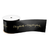 Elegantes Solid Black Imitats Gold-Geschenk Wrap W Satinband (Spule)