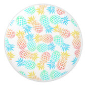 elegantes sommerliches tropisches farbiges Ananas- Keramikknauf (Vorderseite)