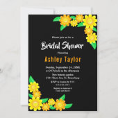 Elegantes Sonnenblumen Boho Black Floral Brautpart Einladung (Vorderseite)