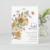 Elegantes Sonnenblumen-Brautparty Einladung (Stehend Vorderseite)
