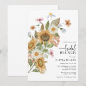 Elegantes Sonnenblumen-Brautparty Einladung (Vorne/Hinten)
