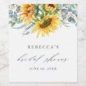 Elegantes Sonnenblumen-Brautparty Weinetikett (Einzelnes Label)