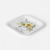 Elegantes Sonnenblumen Eukalyptus Floral Brautpart Pappteller (Gewinkelt)