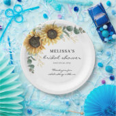 Elegantes Sonnenblumen Eukalyptus Floral Brautpart Pappteller (Party)