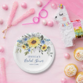 Elegantes Sonnenblumen Eukalyptus Floral Brautpart Pappteller (Party)