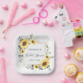 Elegantes Sonnenblumen Eukalyptus Floral Brautpart Pappteller (Party)