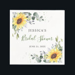 Elegantes Sonnenblumen Eukalyptus Floral Brautpart Serviette<br><div class="desc">Dieses hochwertige Design ist einfach zu anpassen, um einzigartig zu sein! Für weitere Anpassungen klicken Sie bitte auf die Schaltfläche "Anpassen" und verwenden Sie unser Designwerkzeug, um diese Vorlage zu ändern. Für weitere Anpassungen klicken Sie bitte auf den Link "Weitere Anpassung" und verwenden Sie unser Design-Tool, um diese Vorlage zu...</div>