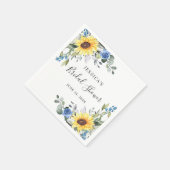 Elegantes Sonnenblumen Eukalyptus Floral Brautpart Serviette (Ecke)