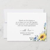 Elegantes Sonnenblumen Eukalyptus Grünes FOTO Dankeskarte (Rückseite)