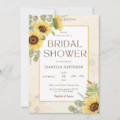 Elegantes Sonnenblumen Gelbes Brautparty Einladung (Vorderseite)