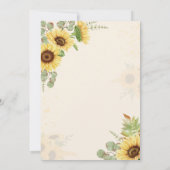 Elegantes Sonnenblumen Gelbes Brautparty Einladung (Rückseite)