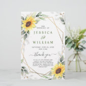 Elegantes Sonnenblumen-Hochzeitsprogramm (Stehend Vorderseite)