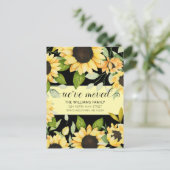 Elegantes Sonnenblumen Wasserfarben Schwarzes Movi Ankündigungspostkarte (Stehend Vorderseite)