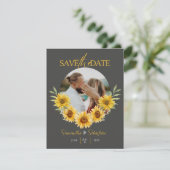 Elegantes Sonnenblumenbogen Foto Save the Date fla (Stehend Vorderseite)