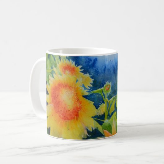 Elegantes Sonnenblumengemälde Kaffeetasse (Vorderseite Links)