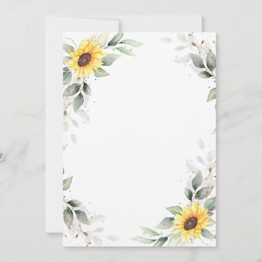 Elegantes Sonnenblumengrün Brautparty Einladung (Rückseite)