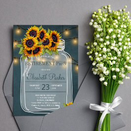 Elegantes Sonnenblumenmason Jar Marine Ruhestand P Einladung
