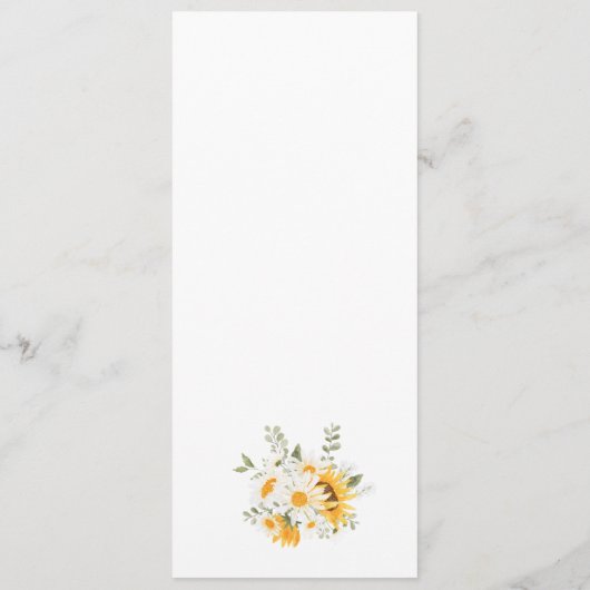 Elegantes Sonnenblumenmenü Programm (Rückseite)