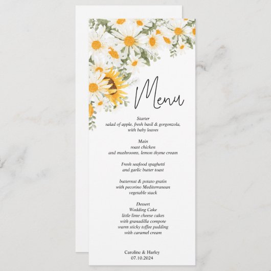 Elegantes Sonnenblumenmenü Programm (Vorne/Hinten)