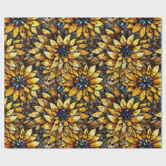 Elegantes Sonnenblumenmuster Imitat gestanztes Gla Geschenkpapier (Flach)