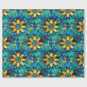 Elegantes Sonnenblumenmuster Imitat gestanztes Gla Geschenkpapier (Flach)
