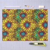Elegantes Sonnenblumenmuster Imitat gestanztes Gla Seidenpapier (Handwerk)
