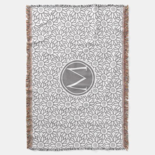 Elegantes Sonnenblumenmuster Mit Monogramm Decke (Vorderseite Vertikal)