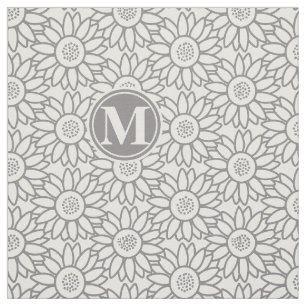 Elegantes Sonnenblumenmuster Mit Monogramm Stoff