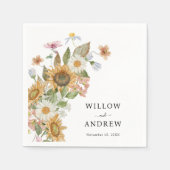 Elegantes Sonnenblumenpapier Napkin Serviette (Vorderseite)