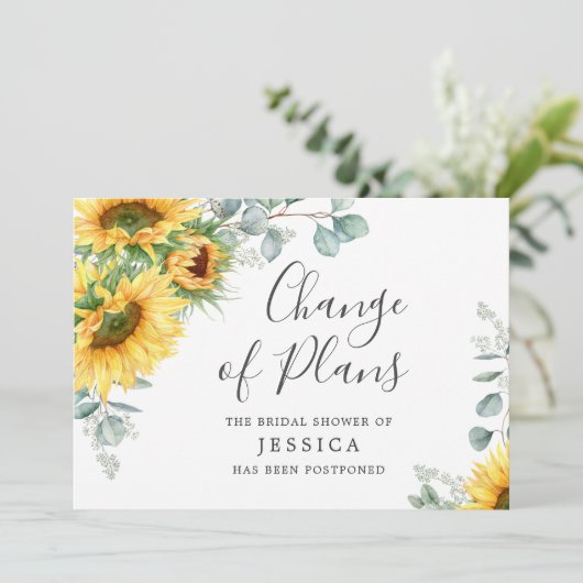 Elegantes Sonnenblumenwechsel Brautparty Einladung (Stehend Vorderseite)