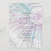 Elegantes Sonnenmond Mandala Silver Design Einladung (Vorne/Hinten)