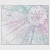 Elegantes Sonnenmond Mandala Silver Design Geschenkpapier (Flach)