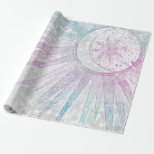 Elegantes Sonnenmond Mandala Silver Design Geschenkpapier (Ungerollt)