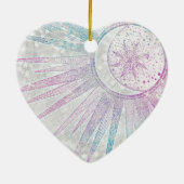 Elegantes Sonnenmond Mandala Silver Design Keramik Ornament (Hinten)