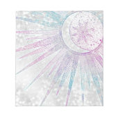 Elegantes Sonnenmond Mandala Silver Design Notizblock (Vorderseite)