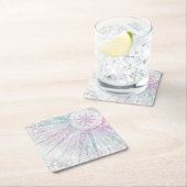 Elegantes Sonnenmond Mandala Silver Design Rechteckiger Pappuntersetzer (Vor Ort)