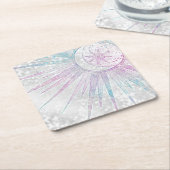 Elegantes Sonnenmond Mandala Silver Design Rechteckiger Pappuntersetzer (angewinkelt)