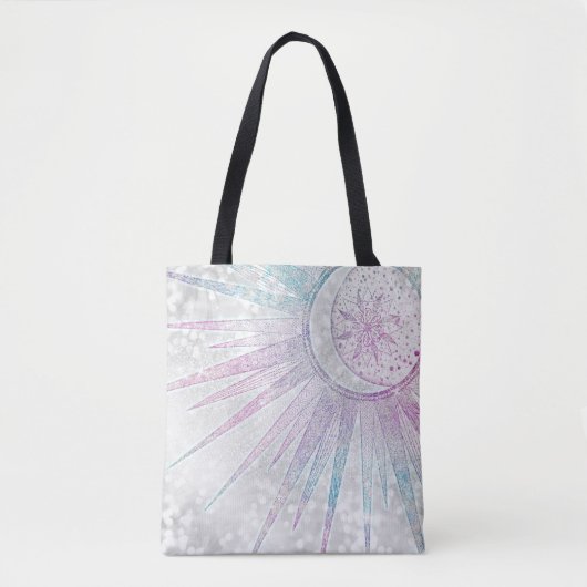 Elegantes Sonnenmond Mandala Silver Design Tasche (Vorderseite)