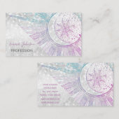 Elegantes Sonnenmond Mandala Silver Design Visitenkarte (Vorne/Hinten)