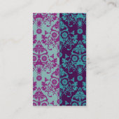 Elegantes Spalte-Damast-Muster mit Monogramm Visitenkarte (Rückseite)