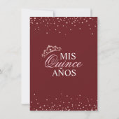 Elegantes Spanisch Quinceañera Mis Quince Burgundy Einladung (Rückseite)